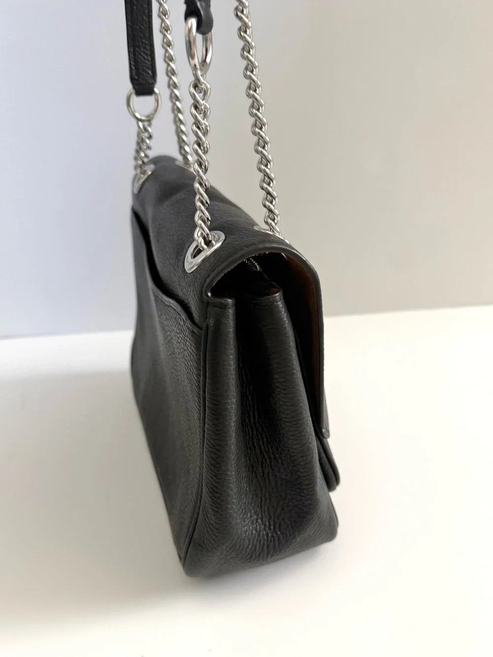 Coach Klare Crossbody 25 Double Chain Strap Black Pebbled Leather Bag CC353
